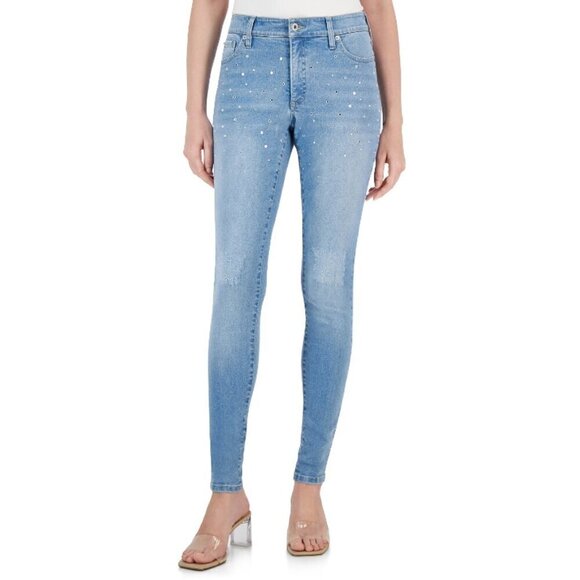 I.N.C. International Concepts 4 Studded Distressed-Knee Skinny Jeans - Picture 1 of 9